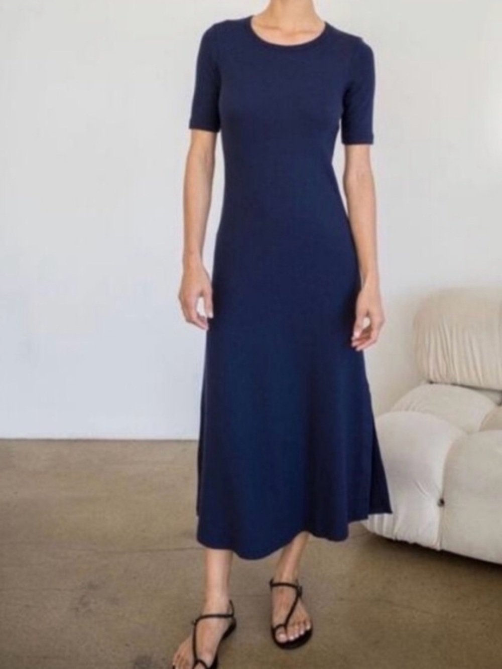 AYR Medium Navy Ribbed Moderne Maxi Dress